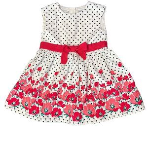 Koala Kids Girls 3T White Black Polka Dot Pink Floral Sleeveless Dress